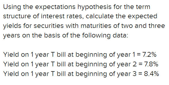 Solved Using the expectations hypothesis for the term | Chegg.com