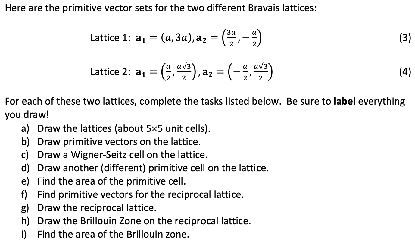 3. 2D Bravais Lattice: A Bravais lattice can be | Chegg.com