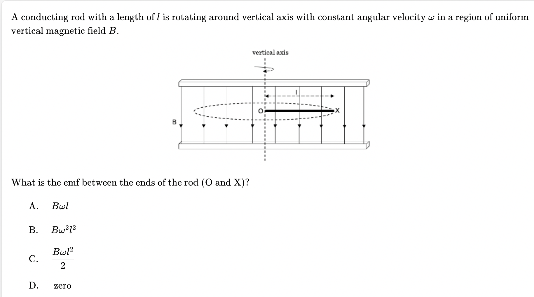 Solved A conducting rod with a length of l is rotating | Chegg.com