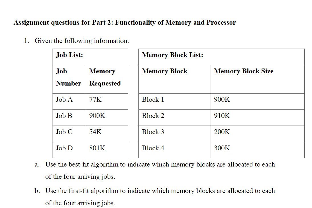 Solved Assignment Questions For Part 2: Functionality Of | Chegg.com