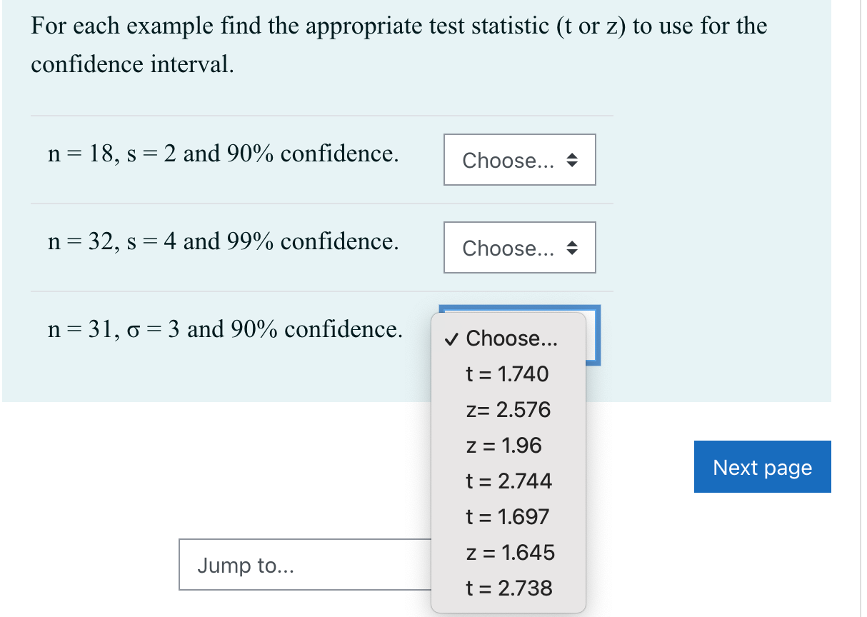 Solved For Each Example Find The Appropriate Test Statistic Chegg Com