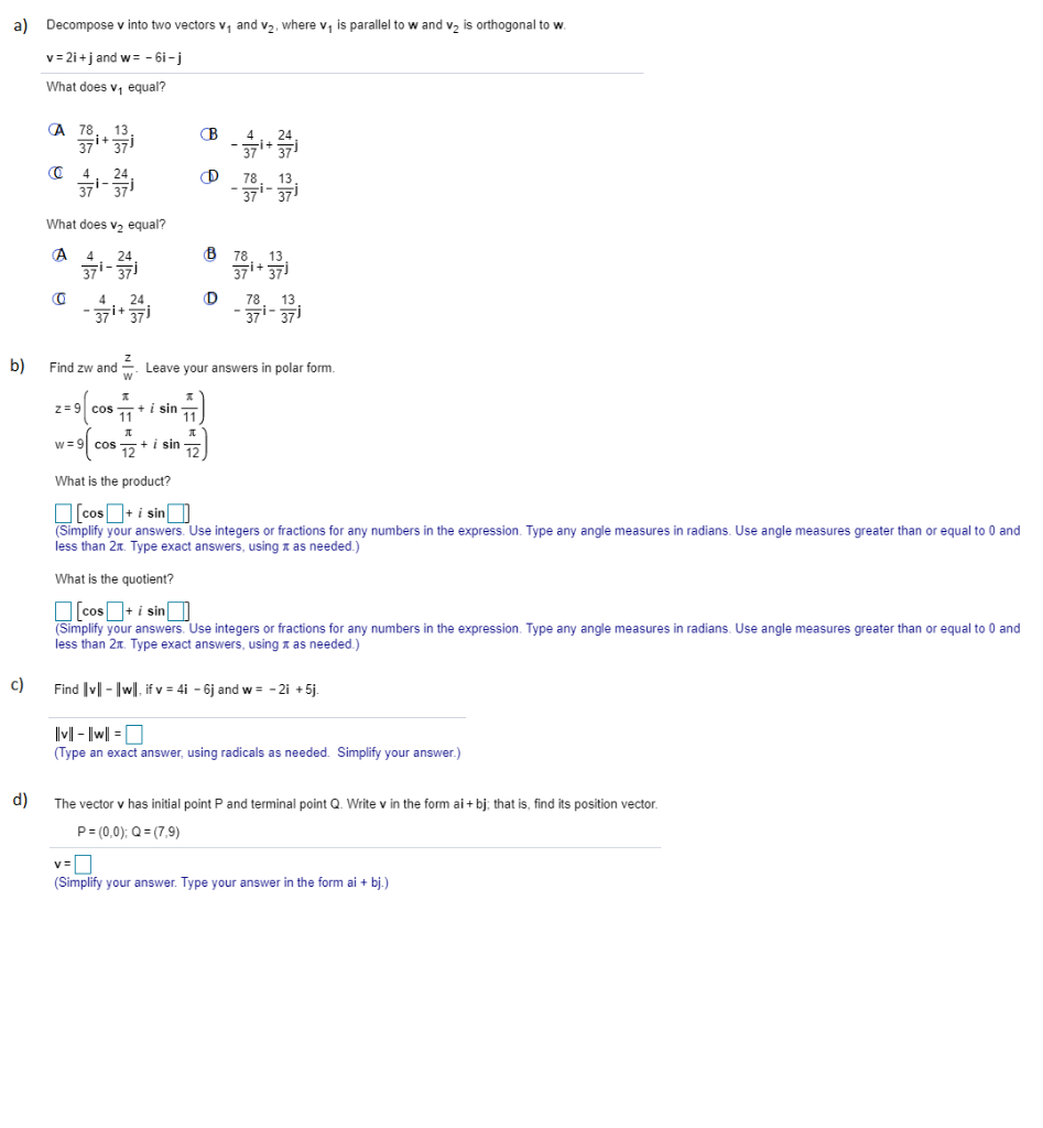 Solved A Decompose V Into Two Vectors V And Vz Where V Chegg Com