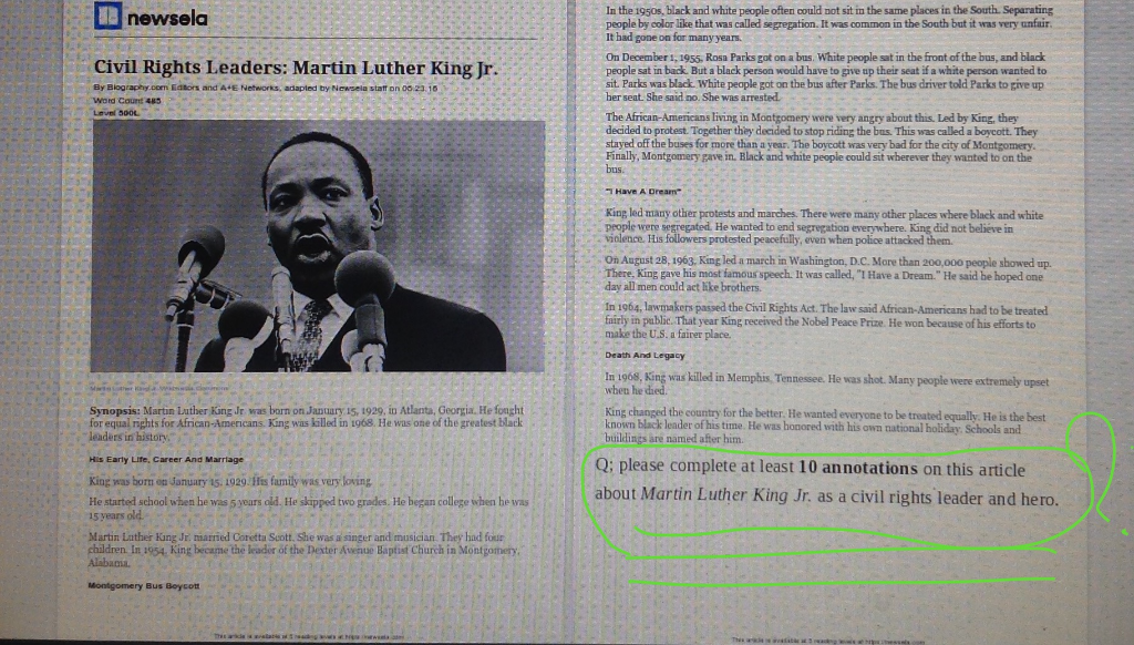 Solved Ha Newsela Civil Rights Leaders Martin Luther Kin Chegg Com