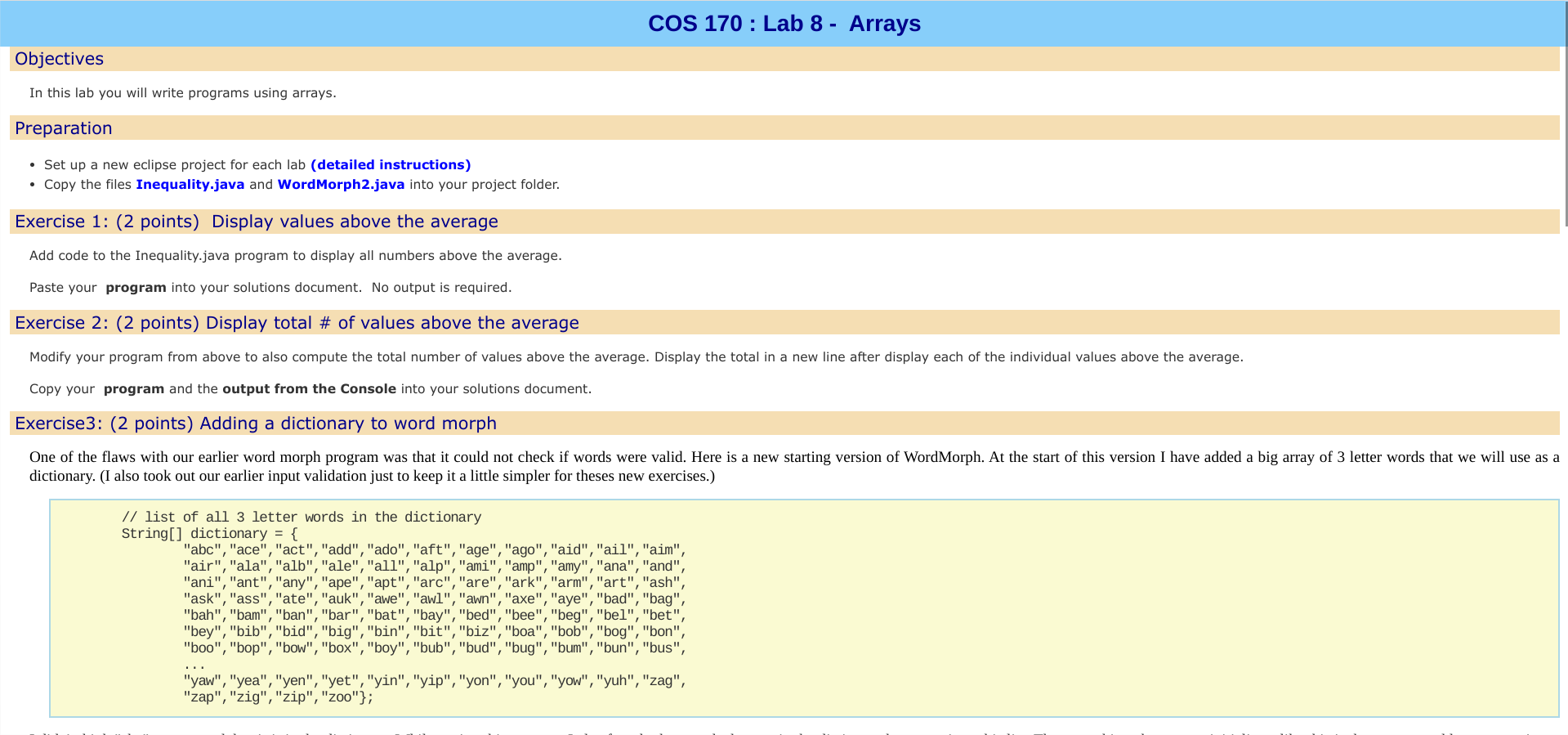Solved COS 170: Lab 8. I had already posted this question | Chegg.com