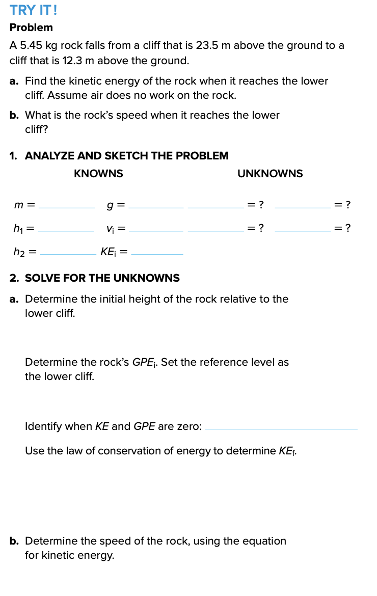 Solved TRY IT! Problem A 5.45 kg rock falls from a cliff | Chegg.com