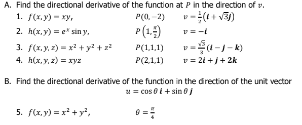 Solved A Find The Directional Derivative Of The Function Chegg Com