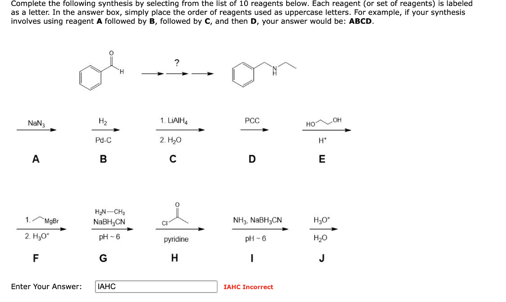 Solved Complete The Following Synthesis By Selecting From | Chegg.com