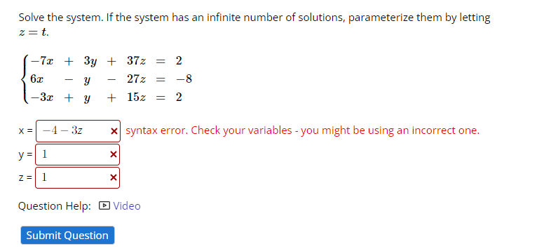Solved Solve the system. If the system has an infinite | Chegg.com