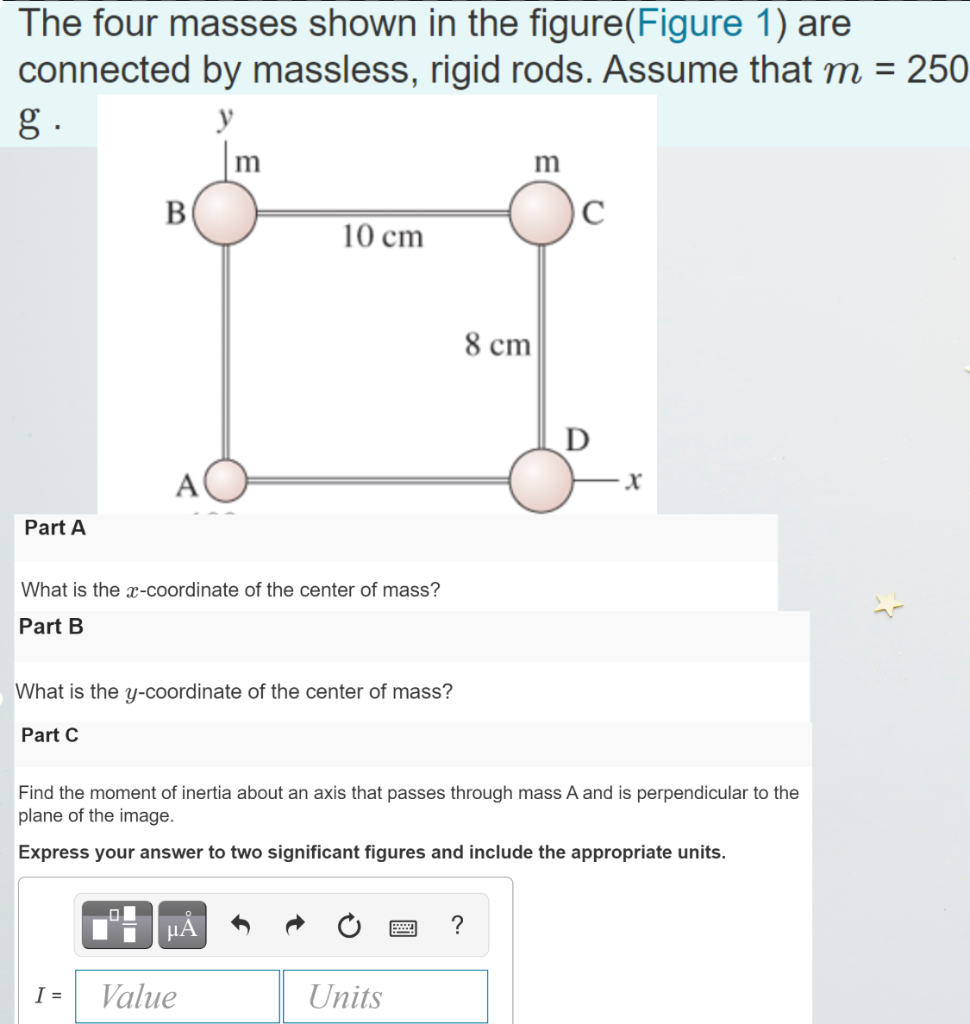 Solved The Four Masses Shown In The Figure(Figure 1) Are | Chegg.com