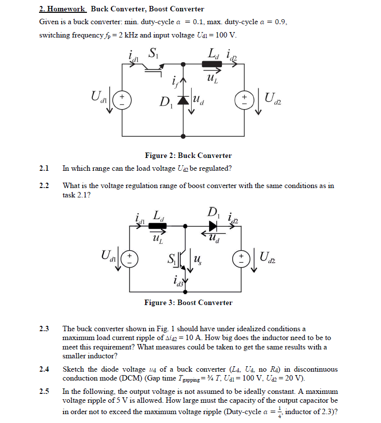 Solved 2. Homework Buck Converter, Boost Converter Given is | Chegg.com