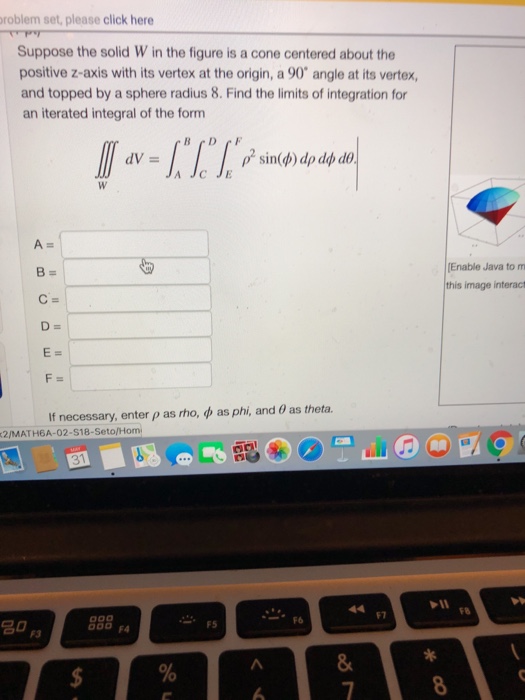 Solved roblem set, please click here Suppose the solid W in | Chegg.com