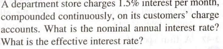 Solved A department store charges 1.5% interest per month, | Chegg.com