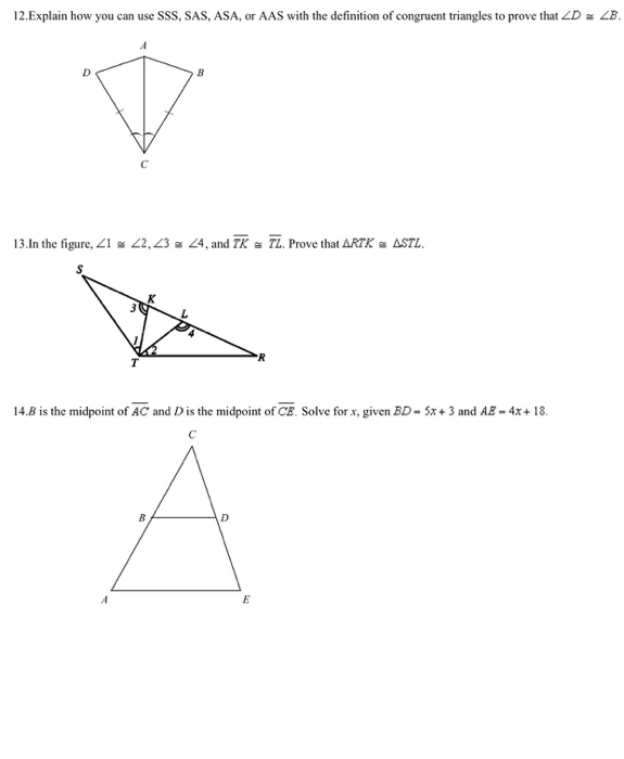 Solved Explain how you can use SSS, SAS, ASA, or AAS with | Chegg.com