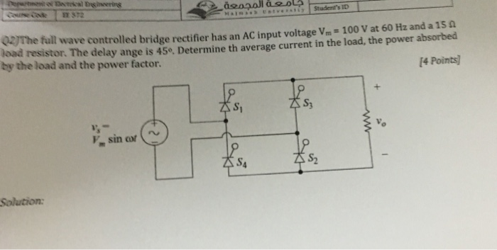 Solved 02The full wave controlled bridge rectifier has an AC | Chegg.com