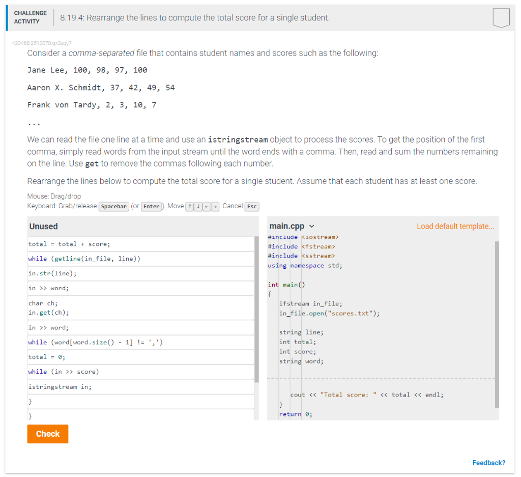 Solved ******MUST BE IN C++******* 8.19.4: Rearrange the | Chegg.com
