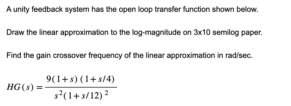 Solved A unity feedback system has the open loop transfer | Chegg.com