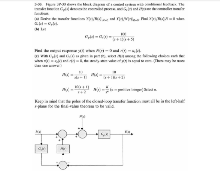 Solved 3-30. Figure 3P-30 shows the block diagram of a | Chegg.com