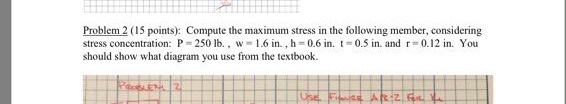 Solved Problem 2 (15 points): Compute the maximum stress in | Chegg.com