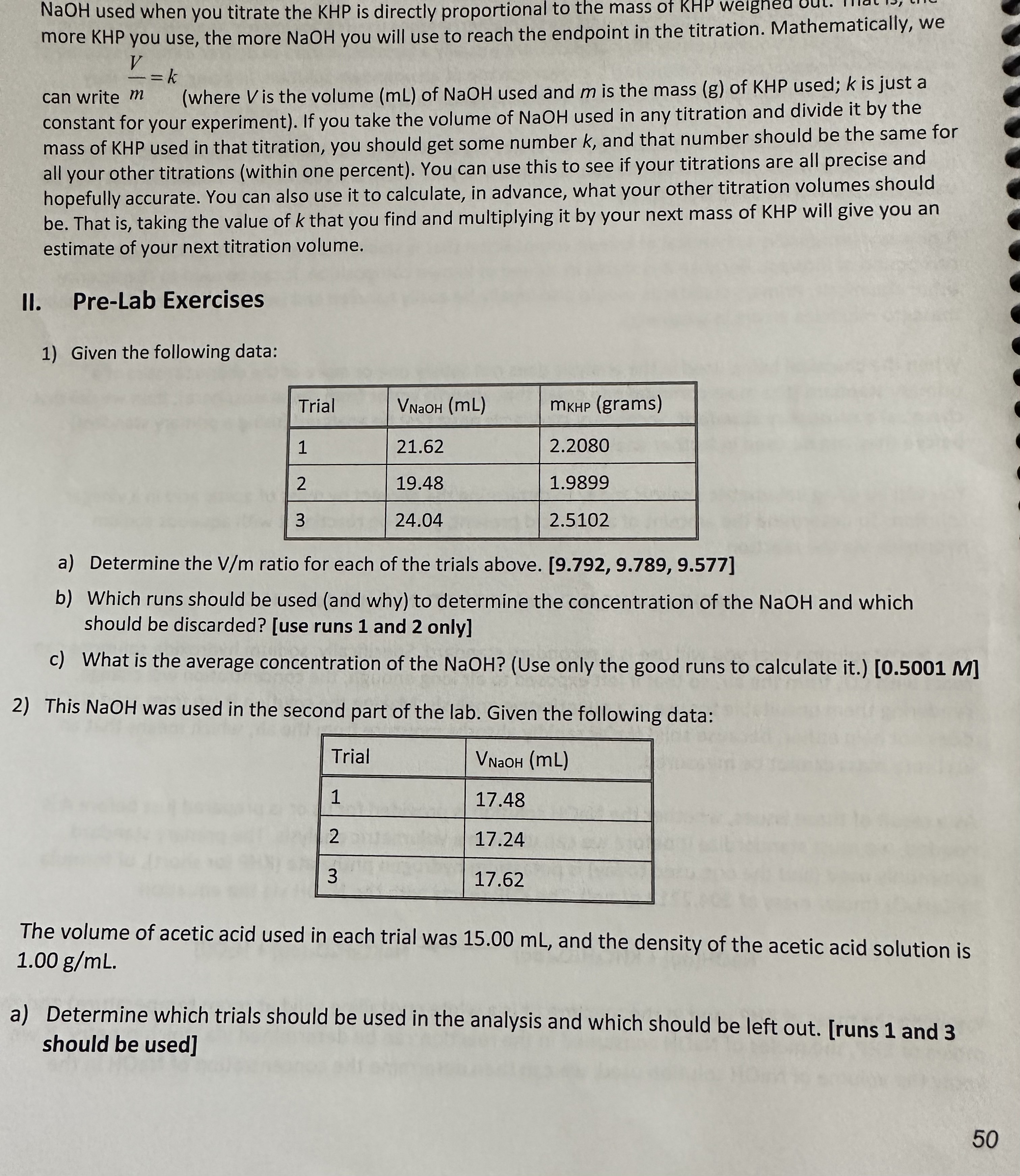 Solved NaOH used when you titrate the KHP is directly | Chegg.com