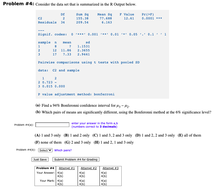 Solved Problem #4: Consider the data set that is summarized | Chegg.com