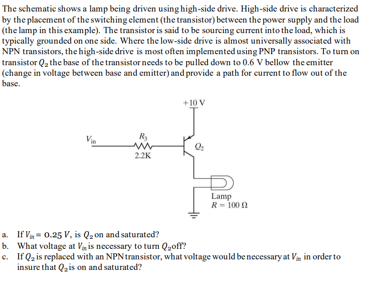 Solved The schematic shows a lamp being driven using | Chegg.com