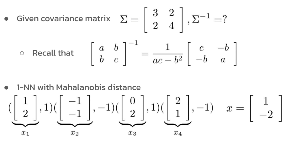 Solved What is the decision of 1-NN with Mahalanobis | Chegg.com