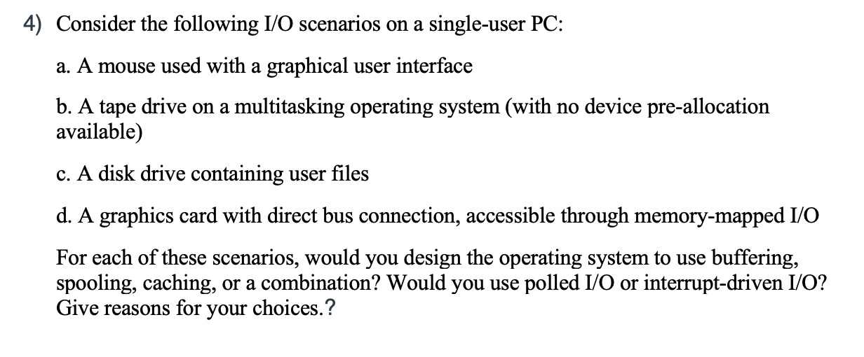 Solved 4 Consider The Following 1 0 Scenarios On A Chegg