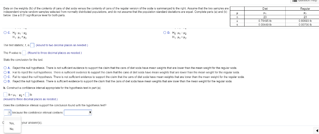 Solved Data on the weighis (lb) of the contents of caris of | Chegg.com