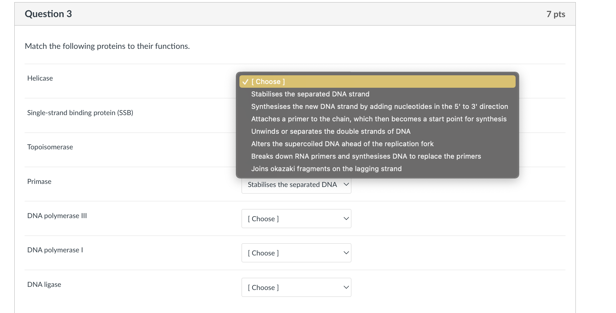 Solved Question 3 7 pts Match the following proteins to | Chegg.com