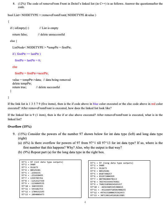 Solved 8 12 The Code Of Removefrom Front In Deitel S Chegg Com