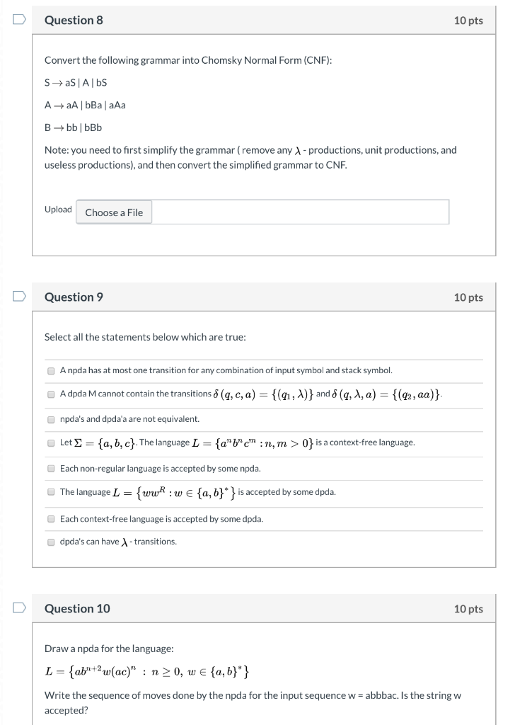 Question 1 10 Pts Which Of The Following Are 