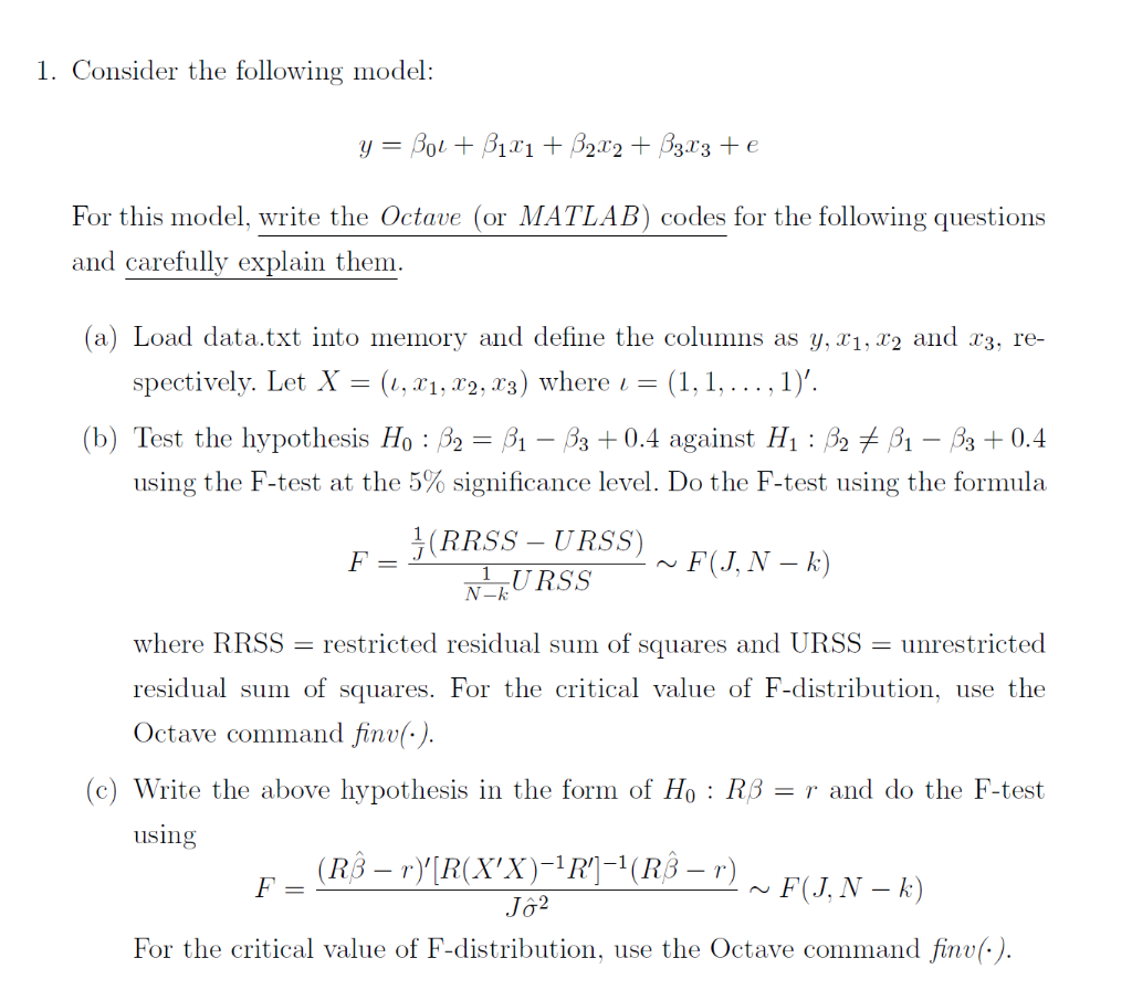 1 Consider The Following Model Y Bol B1x1 Chegg Com