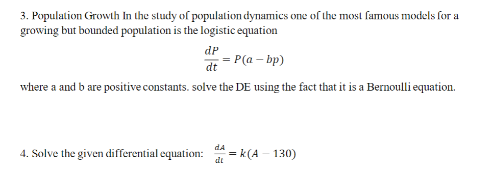 Solved 3. Population Growth In The Study Of Population | Chegg.com