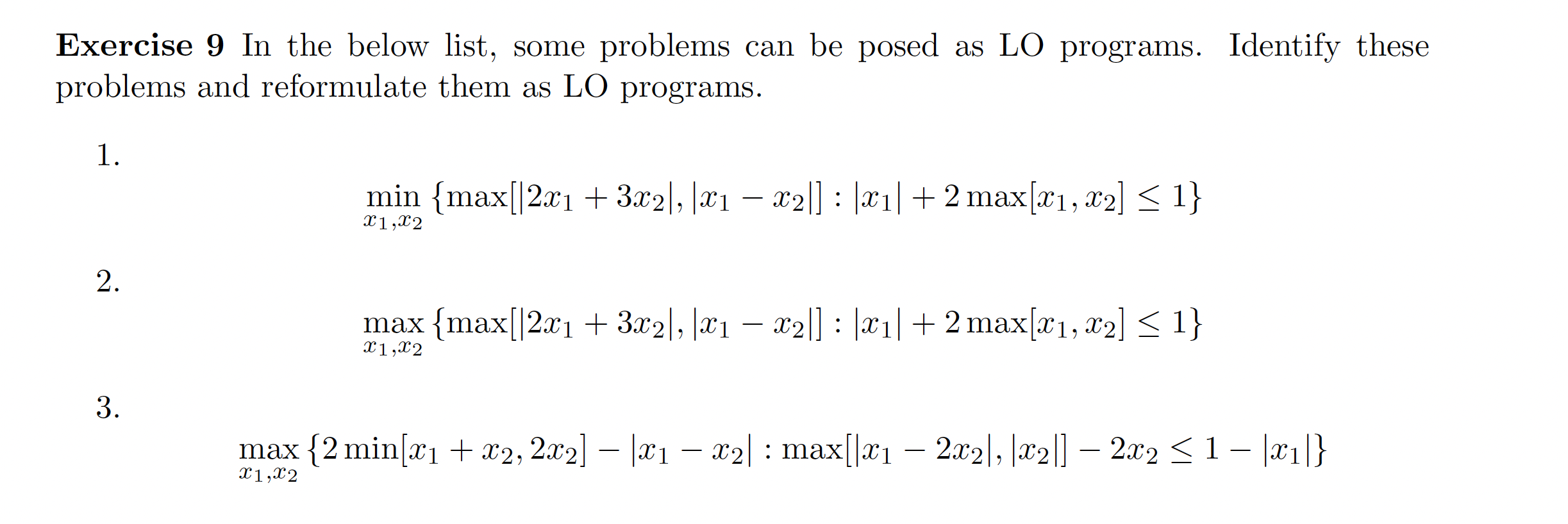 Solved Exercise 9 In the below list, some problems can be | Chegg.com