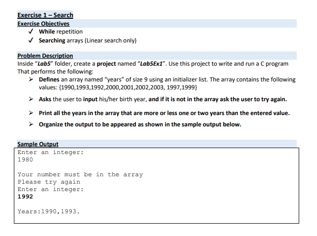 Solved Exercise 1 - Search Exercise Objectives While | Chegg.com