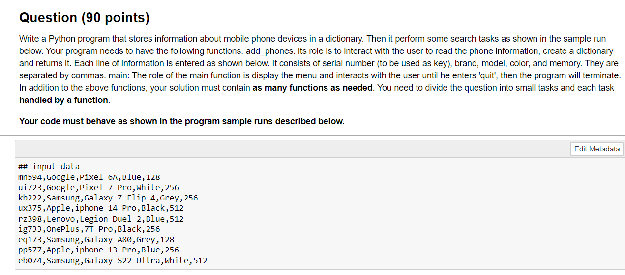 Solved Question (90 points) Write a Python program that | Chegg.com