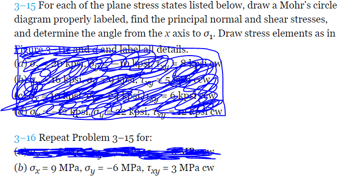 Solved 3-15 For each of the plane stress states listed | Chegg.com