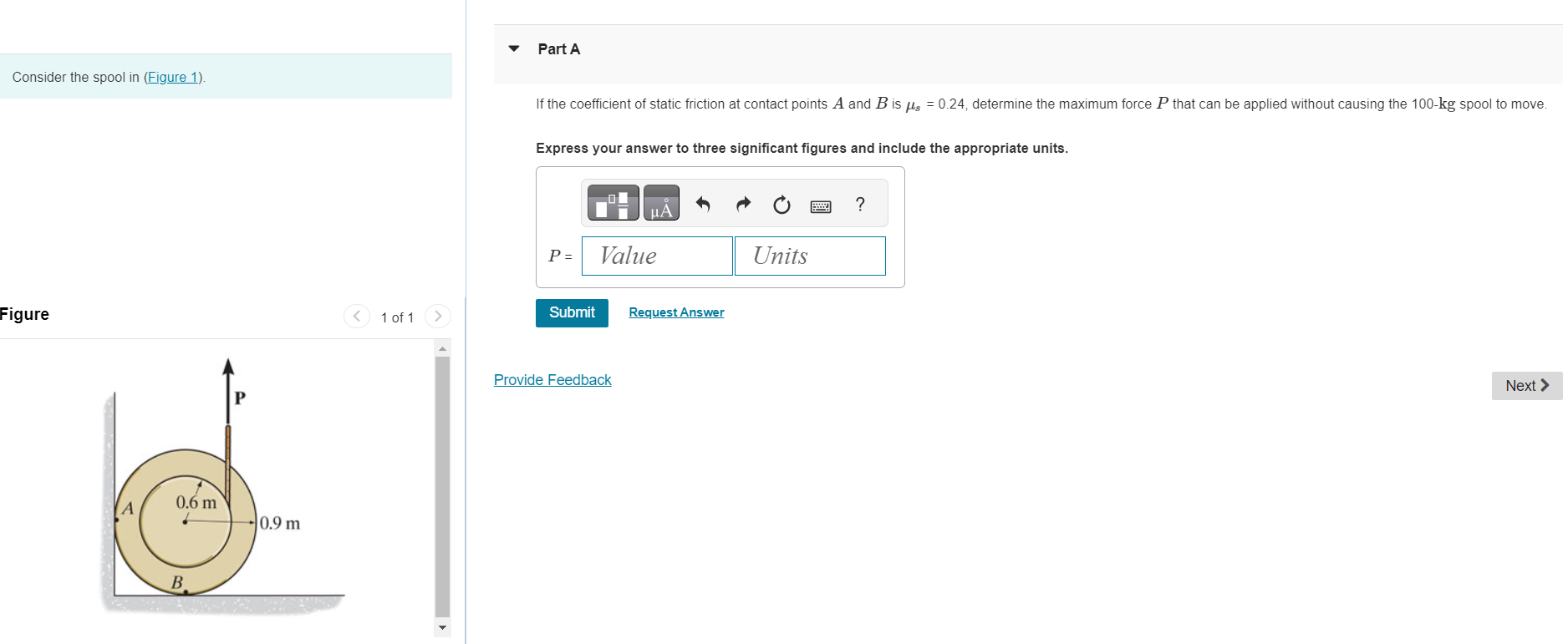 Solved Consider the spool in (Figure 1). If the coefficient | Chegg.com