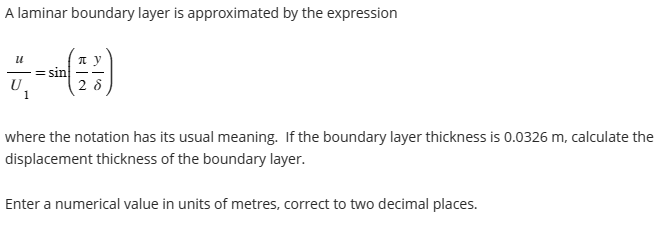 Solved A laminar boundary layer is approximated by the | Chegg.com
