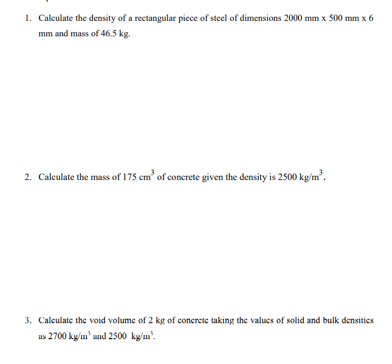 Solved 1. Calculate the density of a rectangular piece of | Chegg.com