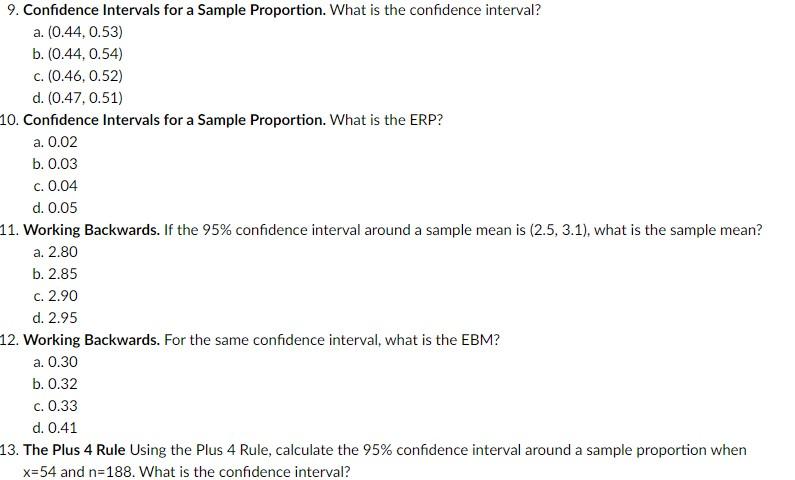Solved Information for questions 6-10: Confidence Intervals | Chegg.com
