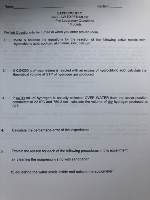 gas law experiment lab report