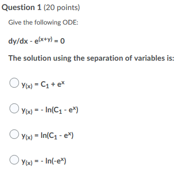 Solved Question 1 (20 points) Give the following ODE: | Chegg.com