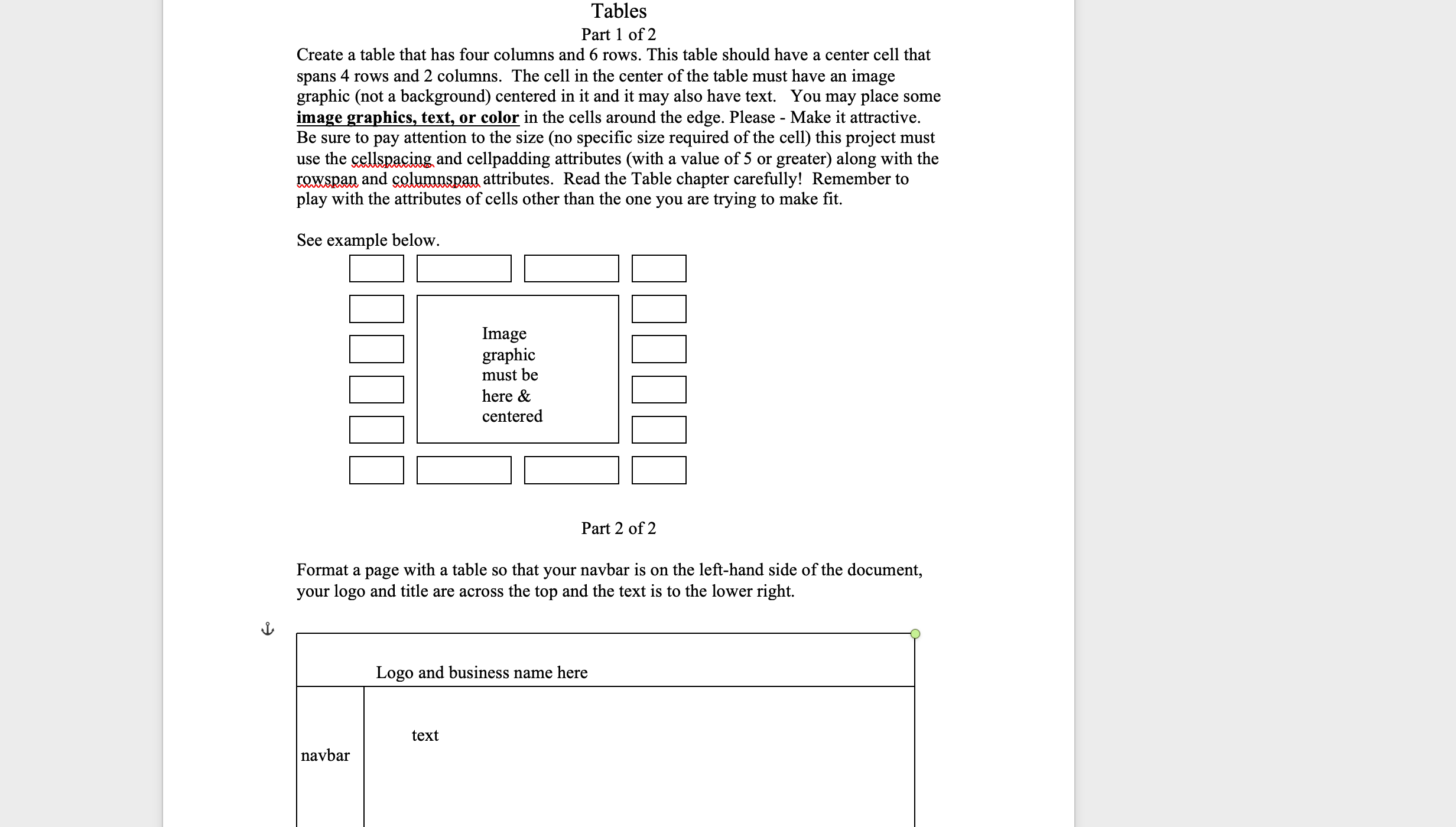 Solved Part 1 of 2 Create a table that has four columns and | Chegg.com