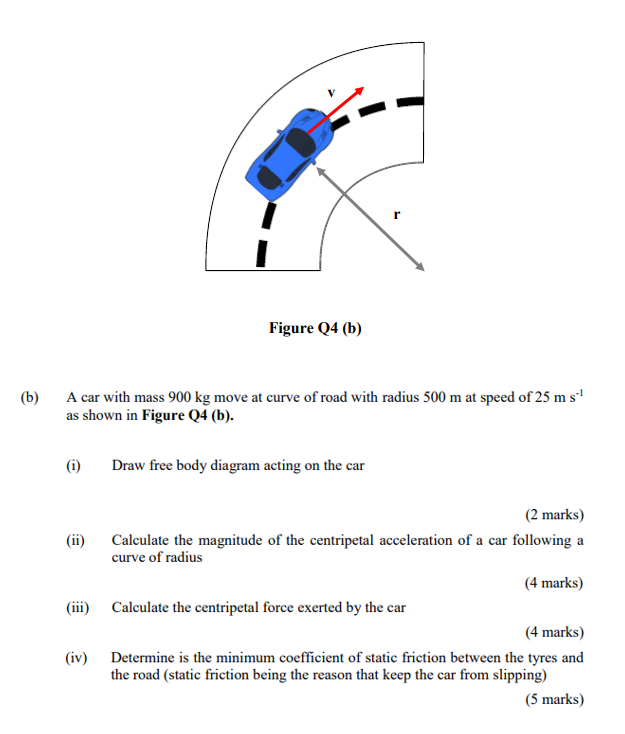 Solved R Figure Q4 (b) (b) A Car With Mass 900 Kg Move At | Chegg.com