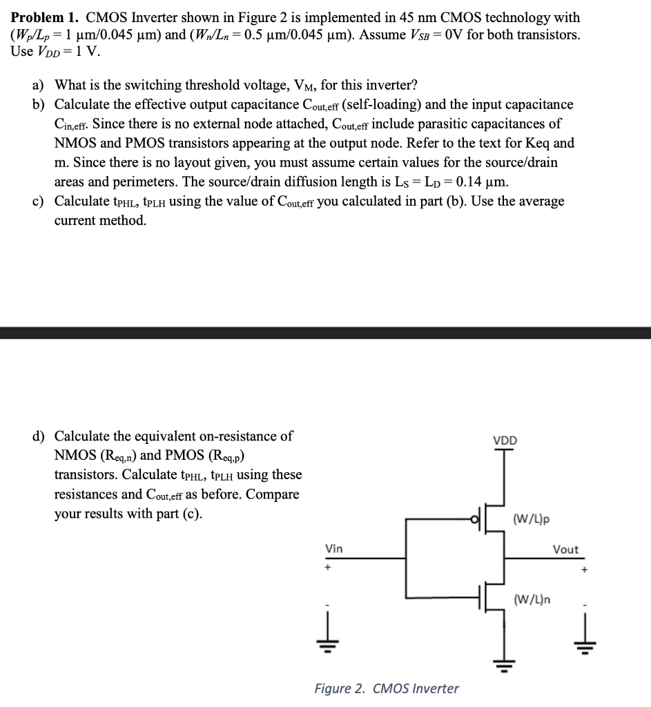 Problem 1. CMOS Inverter Shown In Figure 2 Is | Chegg.com