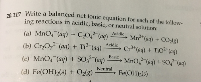 Solved 117 write a balanced net ionic equation for each of | Chegg.com