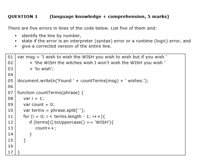 Solved QUESTION 1 (language knowledge comprehension, 5 | Chegg.com