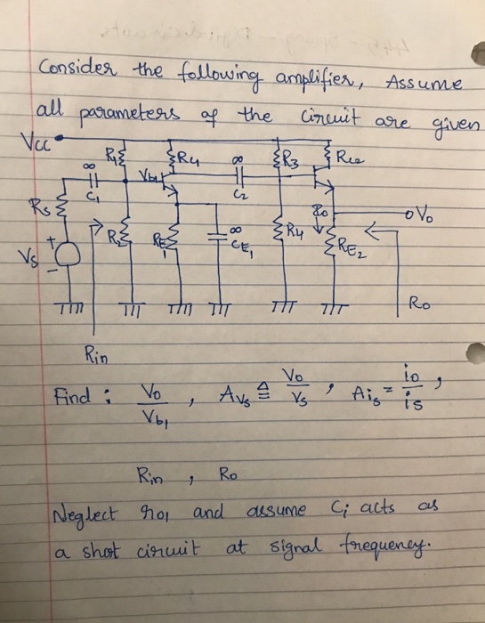 Solved Consider The Following Amplifier, Assume All | Chegg.com