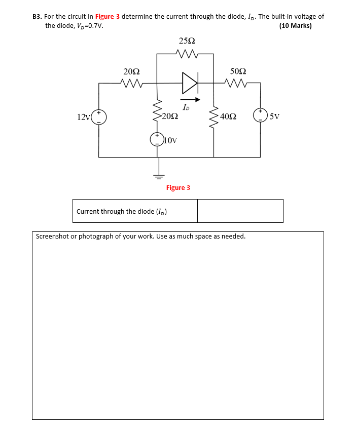 Solved B3. For the circuit in Figure 3 determine the current | Chegg.com